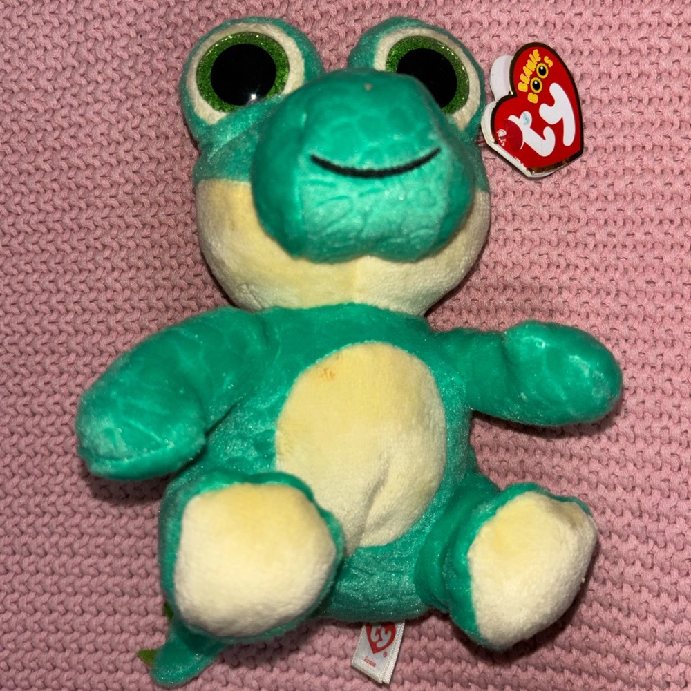 Ty Green and Yellow Frog Beanie Baby Plush